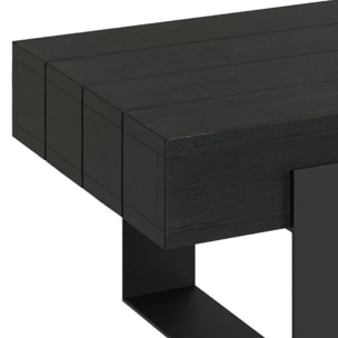 Table basse noire en bois de teck recyclé et pieds en métal - Lya