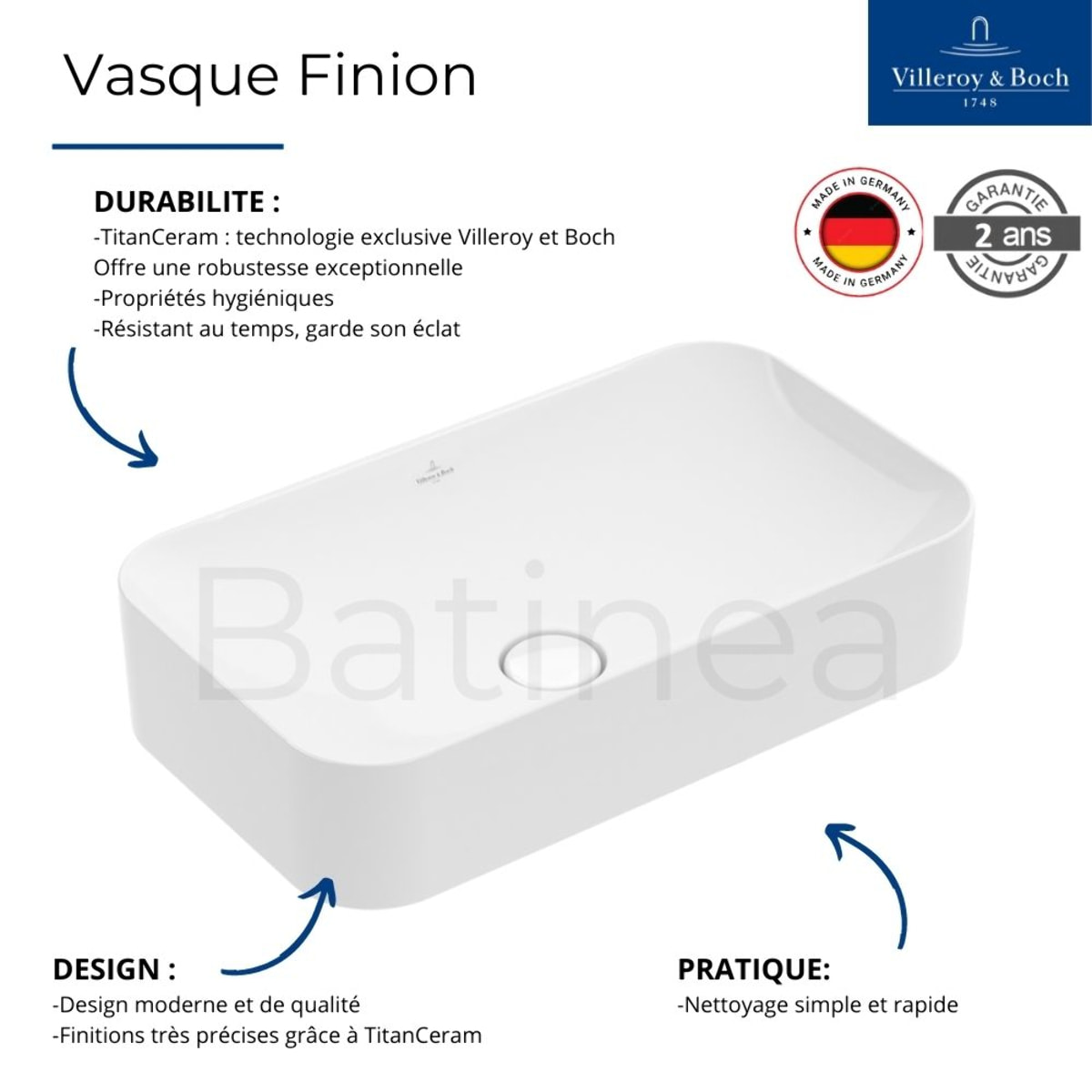 Lot de deux vasques à poser Finion Stone White CeramicPlus