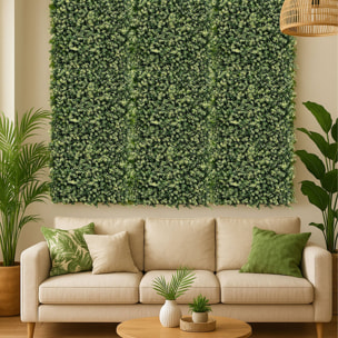 Well home jardín vertical artificial, panel de seto 100x100cm, para decoración interior y exterior - hojas verdes y blancas para decoración natural