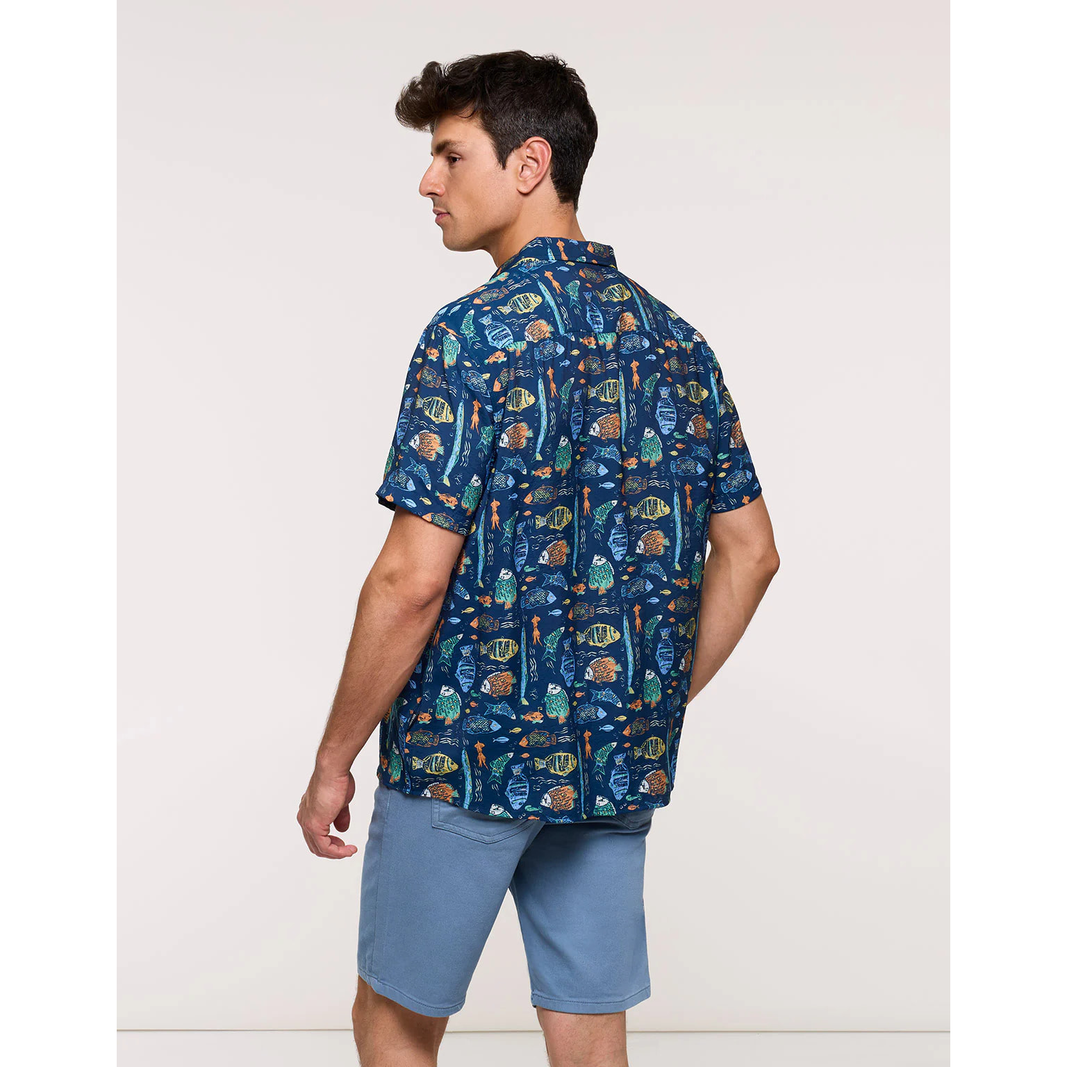 Camisa Manga Corta Azul Marino - Dolfini