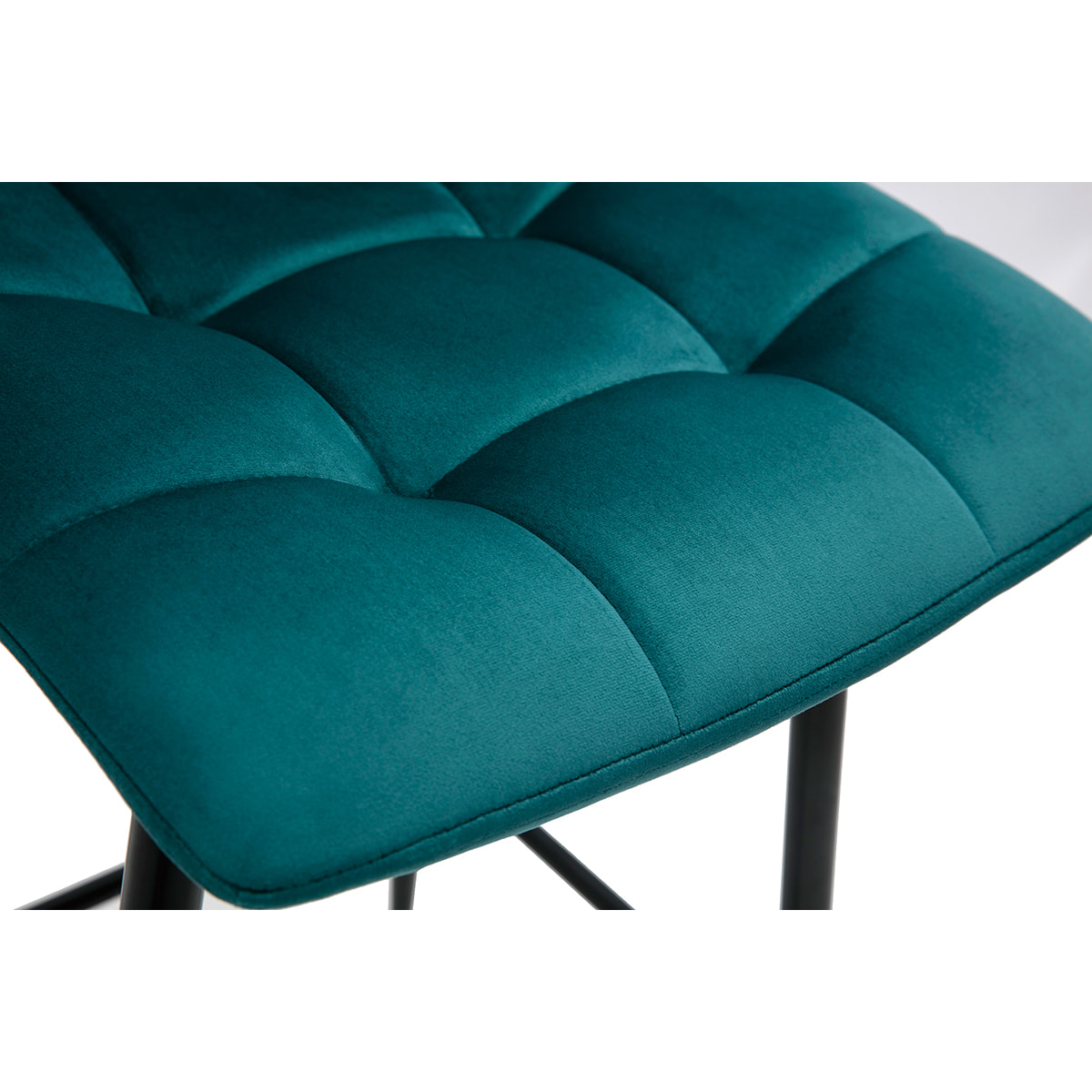 Tabourets de bar design en velours bleu pétrole H65 cm (lot de 2) MAXWELL