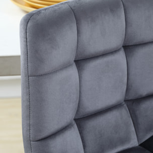 Juego de 2 Taburetes Altos de Cocina, Taburetes de Bar Tapizados en Terciopelo, con Reposapiés y Respaldo, Estructura de Acero, para Comedor, Mostrador, Gris