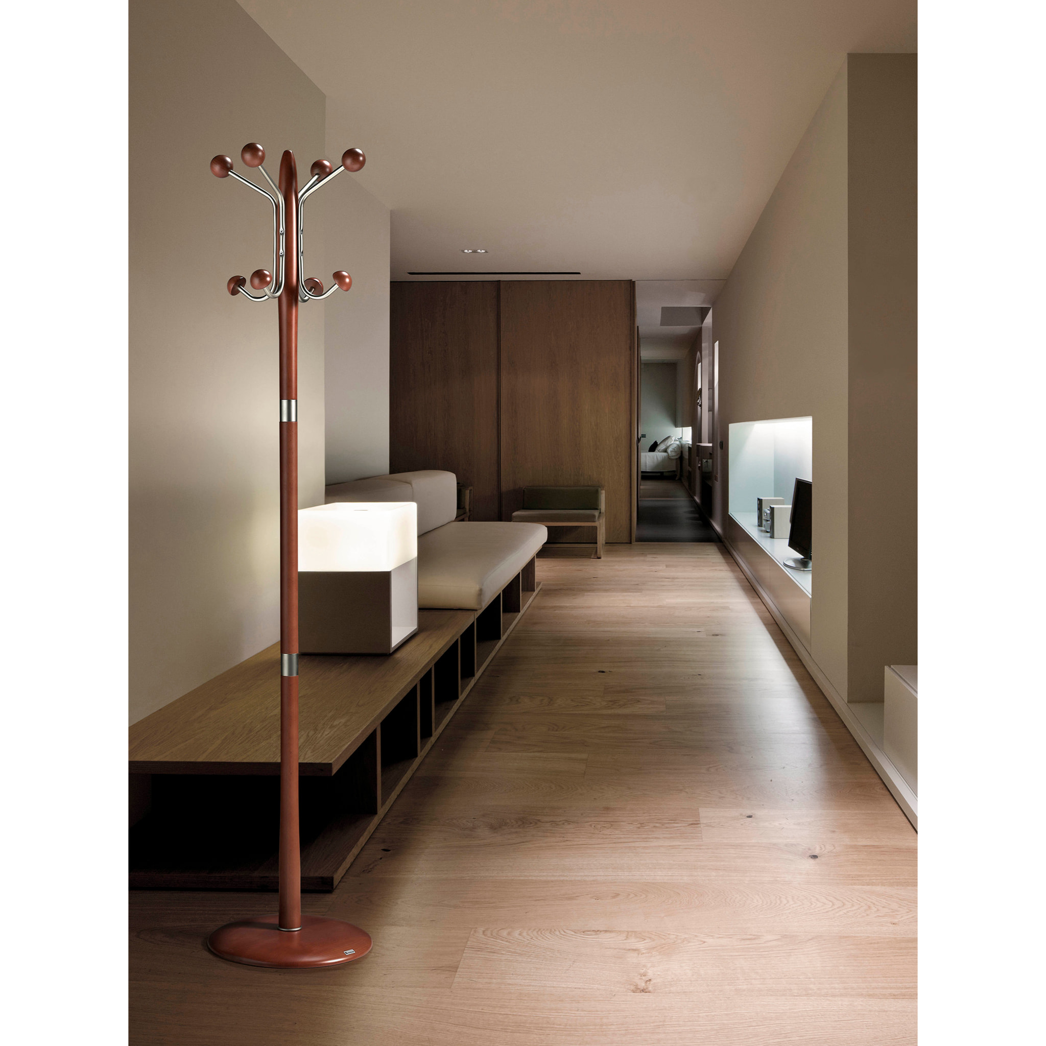 Perchero Menorca madera haya mogano 180x37x37 cm