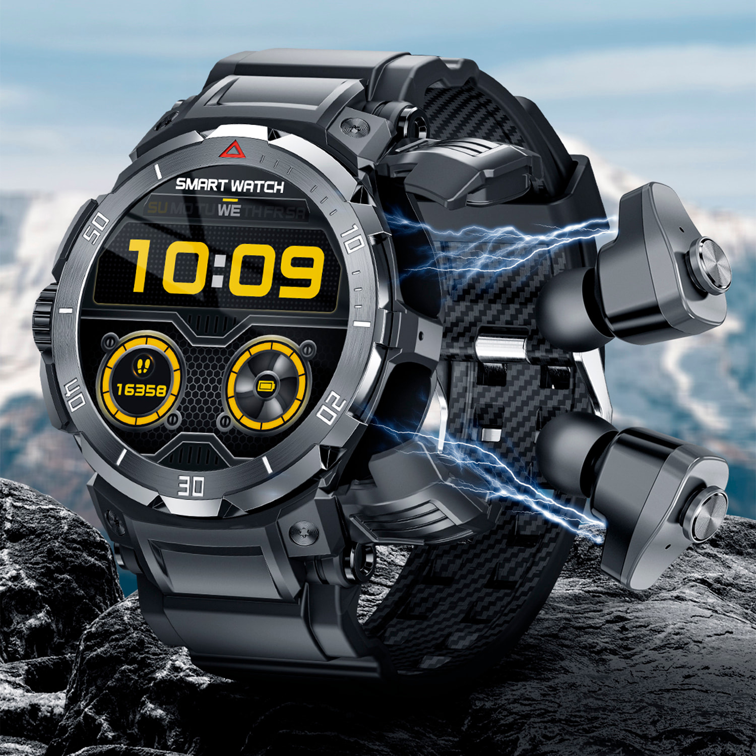 Smartwatch GT100 Pro multideporte, tensión y O2 en sangre, con auriculares TWS 5.1 integrados