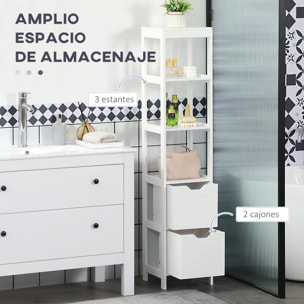 Armario Alto de Baño Multiusos de Madera 30x30x144 cm Blanco