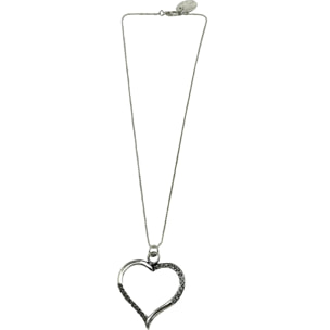 Collar Cuore gris en plata 7-10 micras