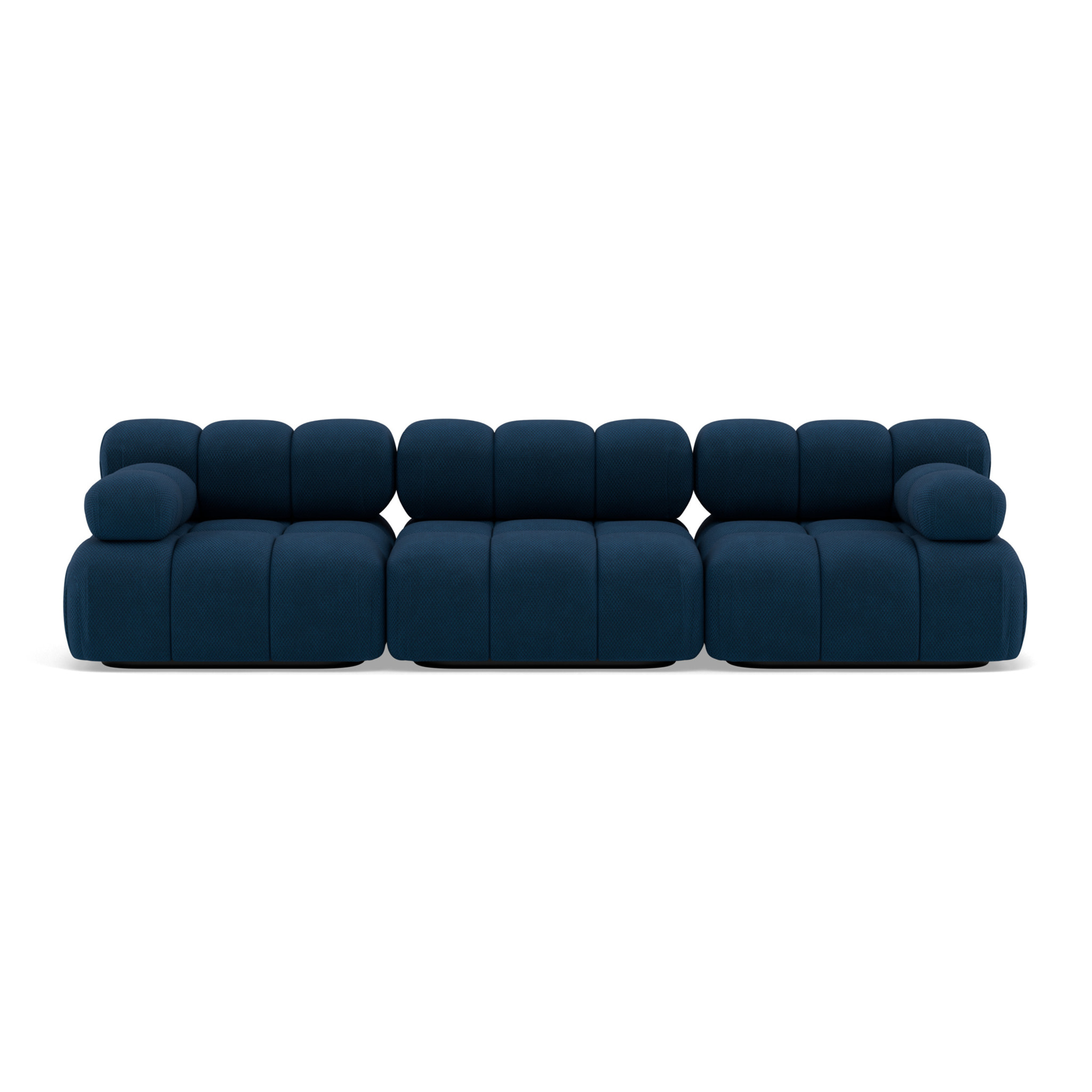 Ruby - canapé droit modulable 3 places en velours texturé - Bleu