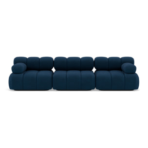Ruby - canapé droit modulable 3 places en velours texturé - Bleu
