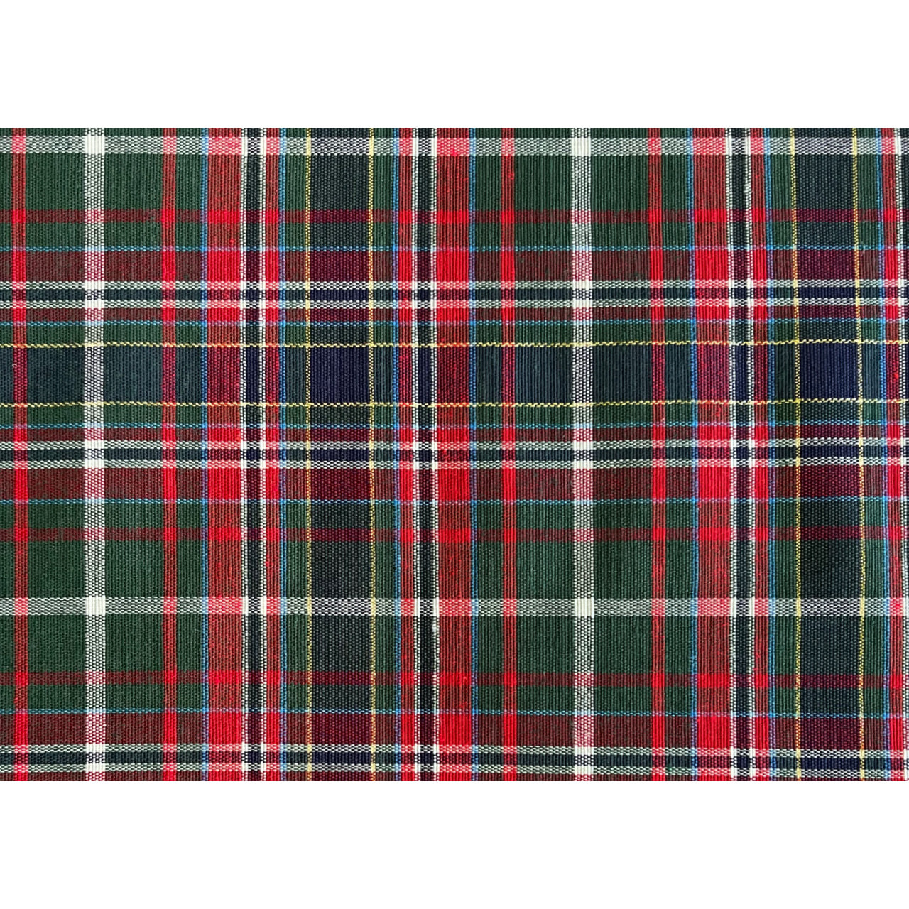 Tovaglia Natalizia in Misto Cotone Made in Italy Fantasia Tartan Verde con filo Lurex