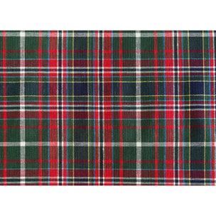 Tovaglia Natalizia in Misto Cotone Made in Italy Fantasia Tartan Verde con filo Lurex