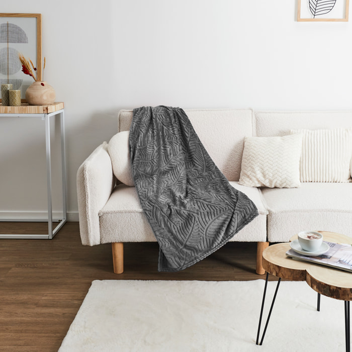Plaid - HOME DECO FACTORY - Embossé - Flanelle - Gris