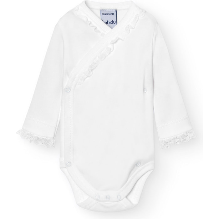 Body cruzado bebé manga larga puntilla