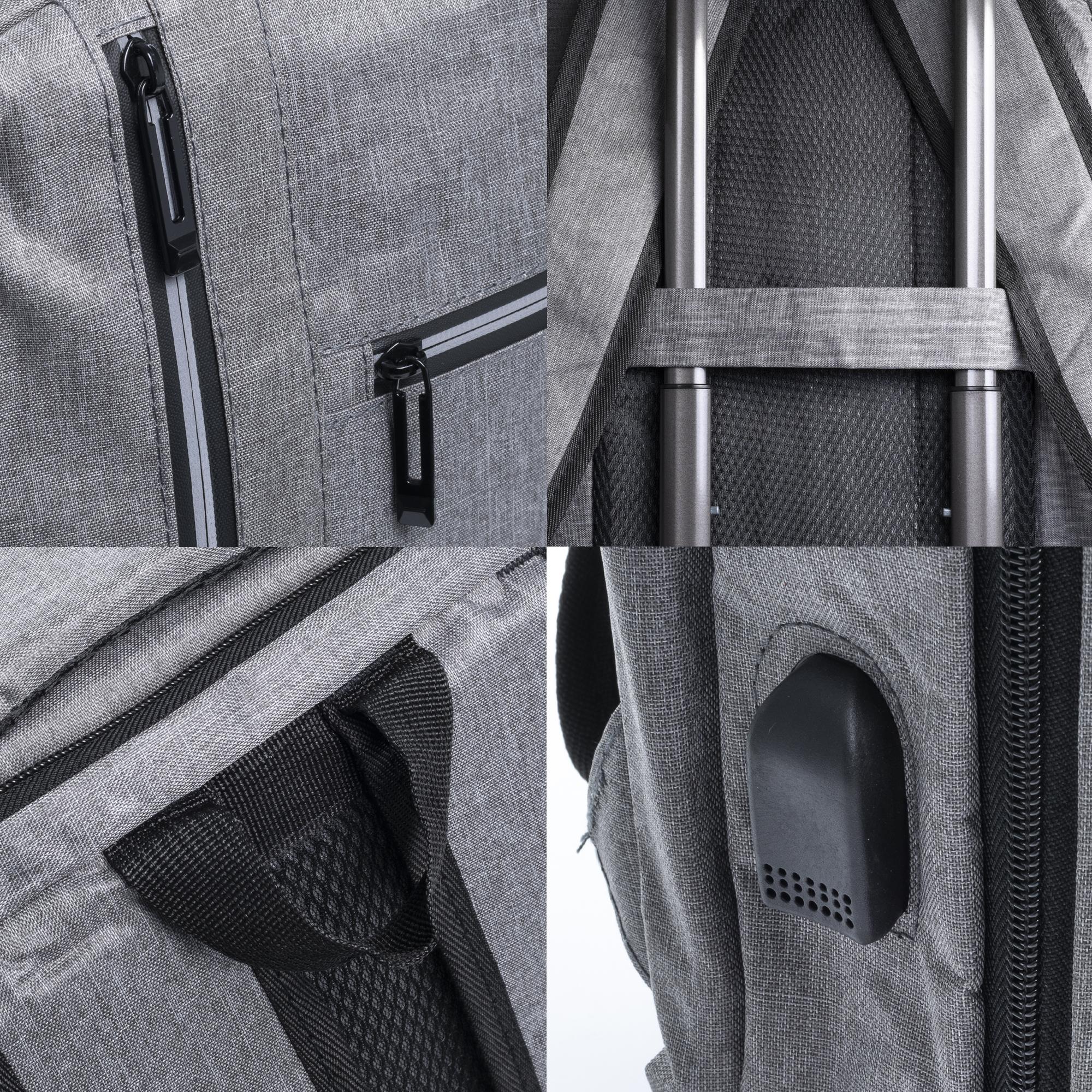 Mochila cabina multi compartimento, porta Laptop 17''. Adaptable a Trolley. Toma USB externa oculta.