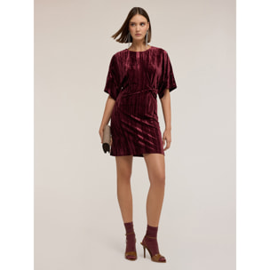 Motivi - Vestido kimono en terciopelo plisado - Burgundy