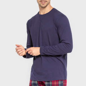 Pijama hombre franela Cuadro Bilbo Azul Marino
