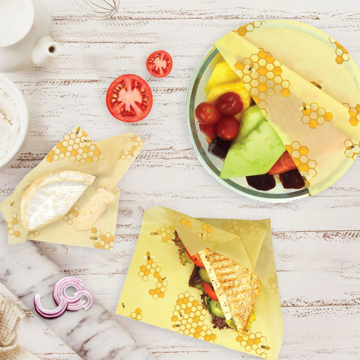 Set de 3 emballages en cire d'abeille Nature