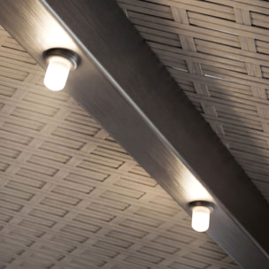 Solomoon - Ombrellone da giardino decentrato ø 350 cm con 32 led ad energia solare con manovella in accaio beige