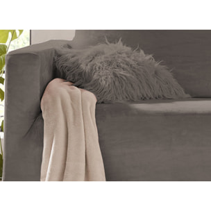 Copridivano 3 Posti Elasticizzato In Tinta Unita Effetto Velluto Modello Morbidissimo Colore Tortora