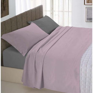 COMPLETO LETTO NATURAL COLOUR MADE IN ITALY COTONE-ROSA ANTICO/FUMO MATRIMONIALE