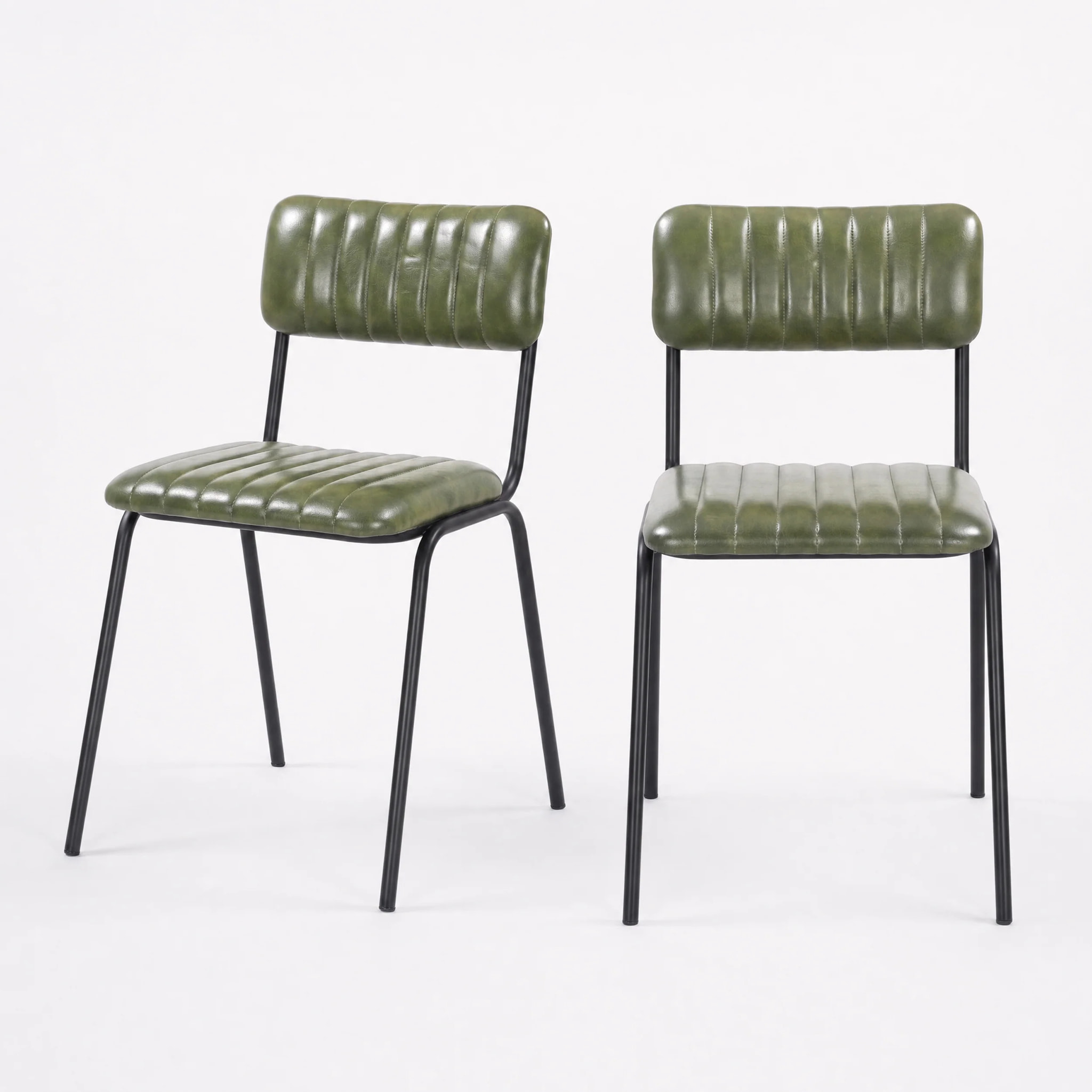 Lot de 2 chaises en cuir de buffle vert - Arsène