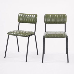 Lot de 2 chaises en cuir de buffle vert - Arsène
