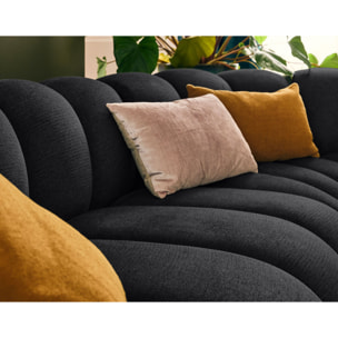 Debbie - canapé modulable d'angle droit 5 places en tissu texturé - Noir