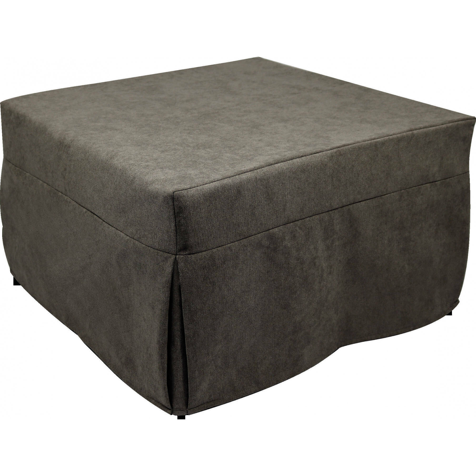 Puof trasformabile in letto singolo, Made in Italy, Letto pieghevole, Pouf in tessuto sfoderabile salvaspazio da soggiorno, cm 78x78/195h45, Marrone