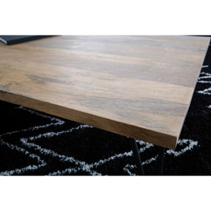 Table basse rectangulaire bois manguier massif et métal noir L117 cm VIBES