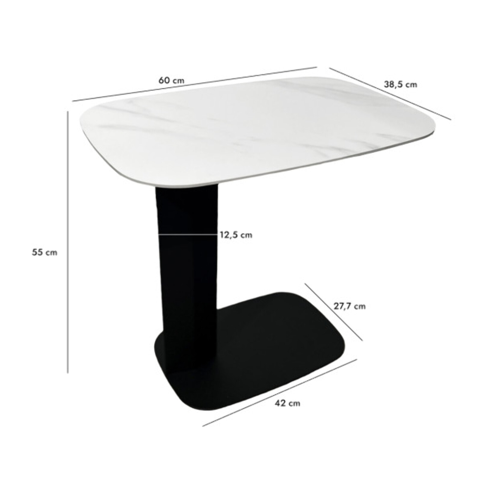 Bout de canapé en céramique blanc effet marbre H. 55 cm - LEVIN