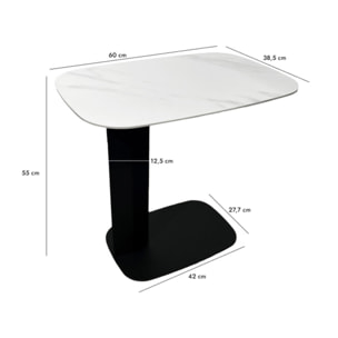 Bout de canapé en céramique blanc effet marbre H. 55 cm - LEVIN