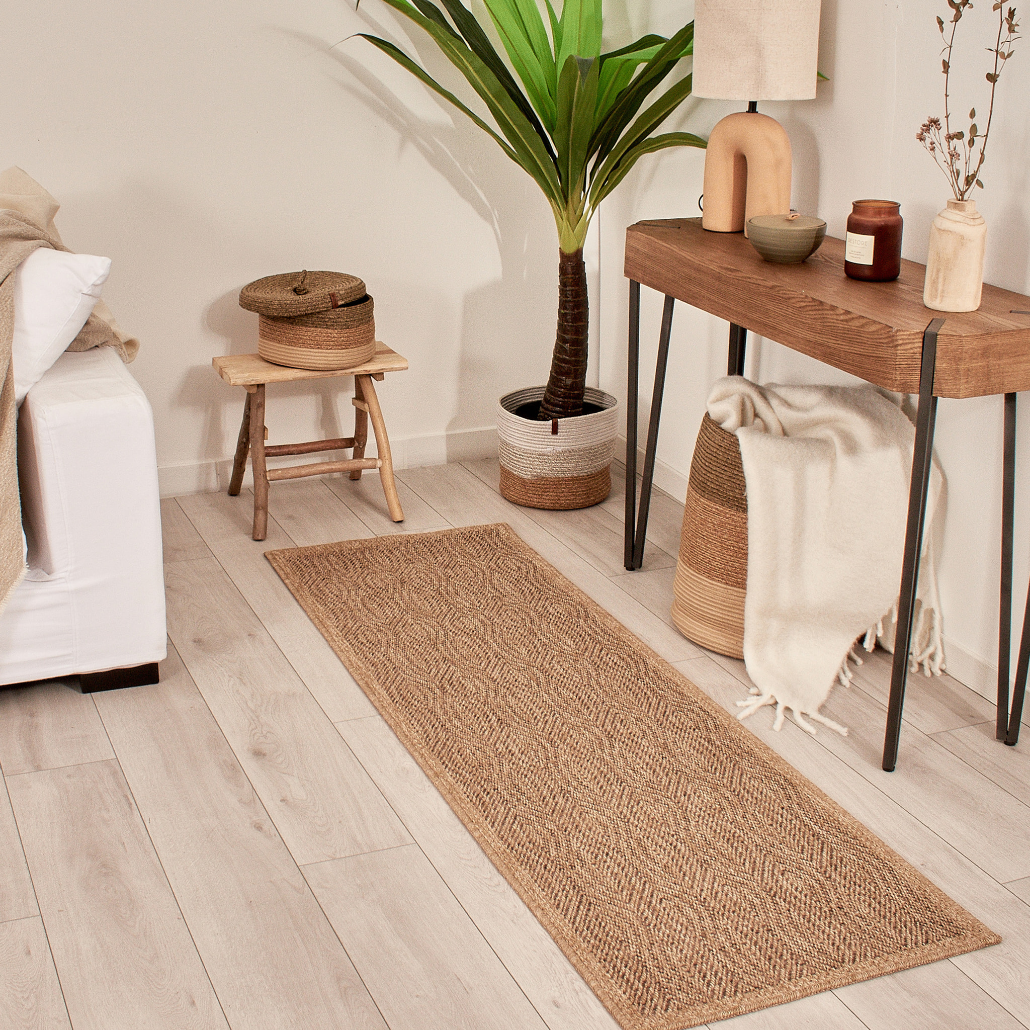 Tapis moderne effet jute naturel