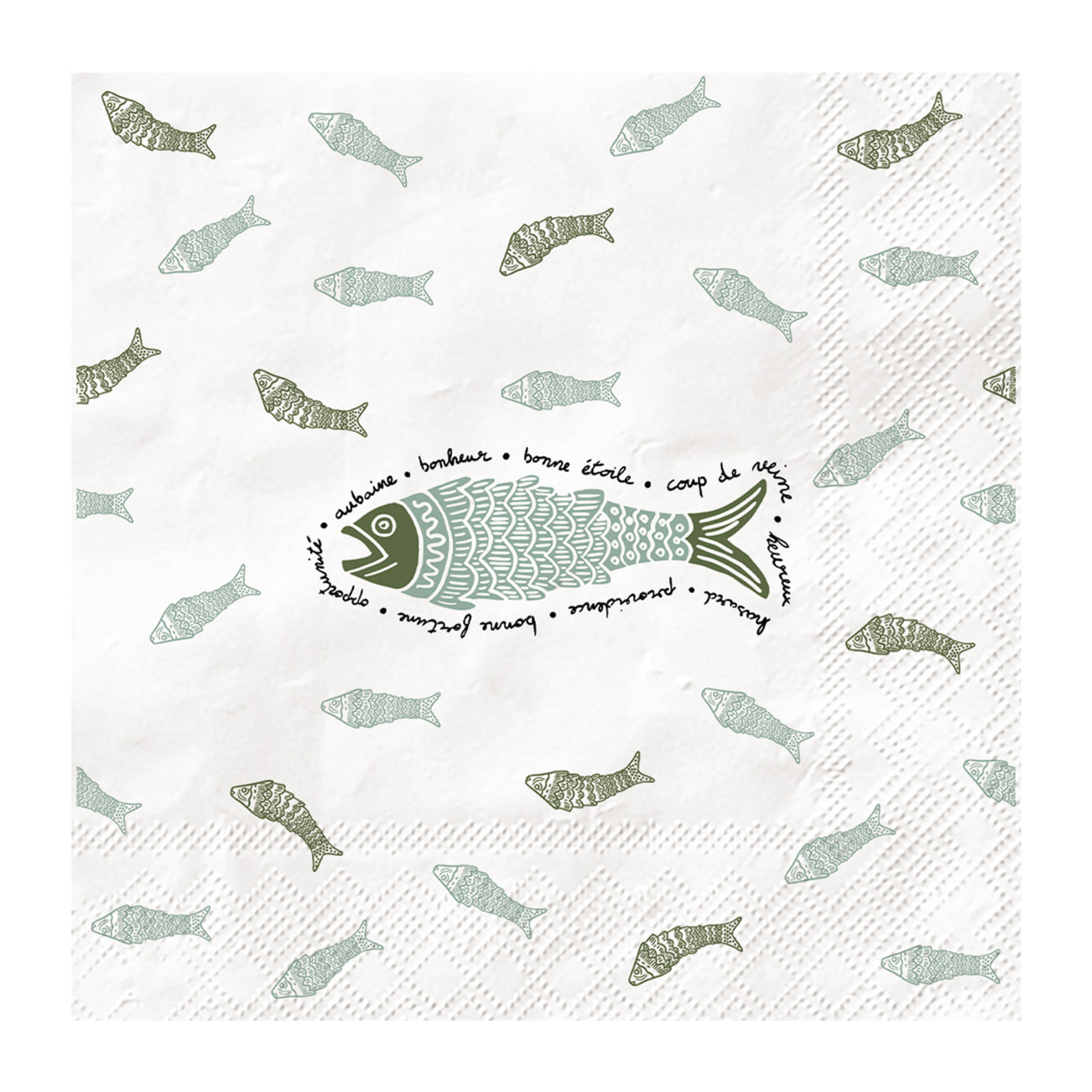 Lot de 20 serviettes en papier motif poisson - Bleu