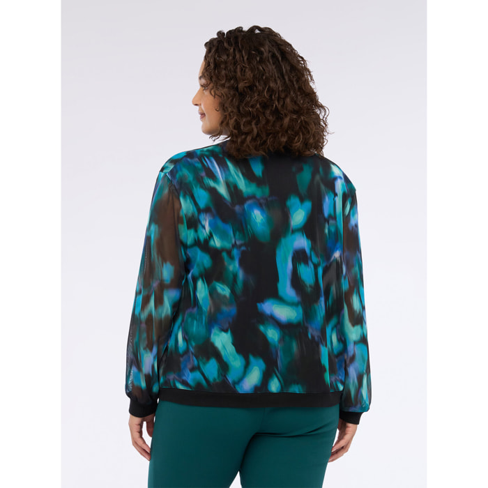 Fiorella Rubino - Chaqueta desestructurada de tul estampado - Petrol Blue