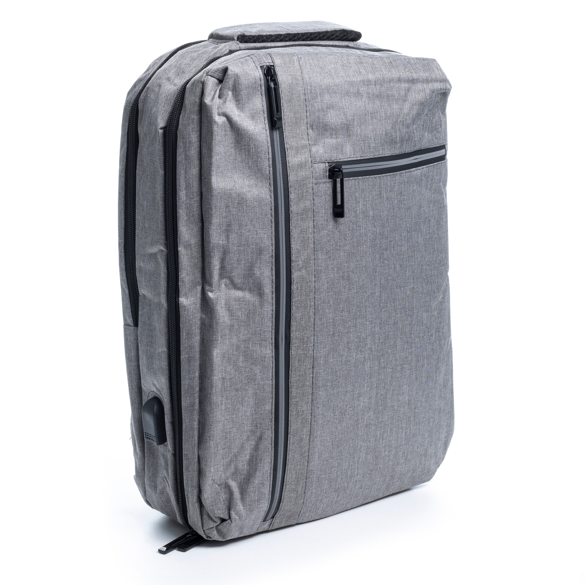 Zaino da cabina multiscomparto, porta laptop 17". Adattabile a Trolley. Presa USB esterna nascosta.