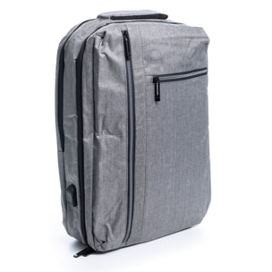 Zaino da cabina multiscomparto, porta laptop 17". Adattabile a Trolley. Presa USB esterna nascosta.