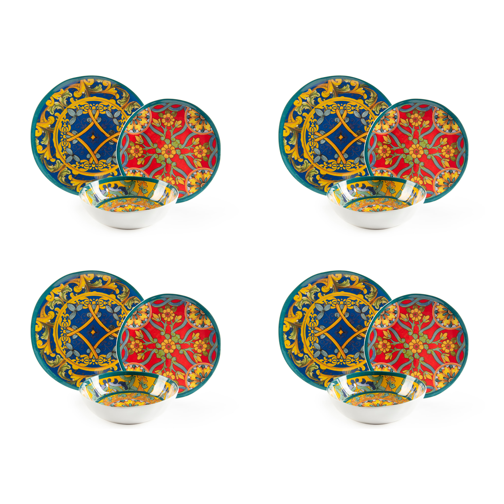 Servizio piatti 12 pezzi Excelsa Etna, melamina multicolore