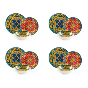Servizio piatti 12 pezzi Excelsa Etna, melamina multicolore