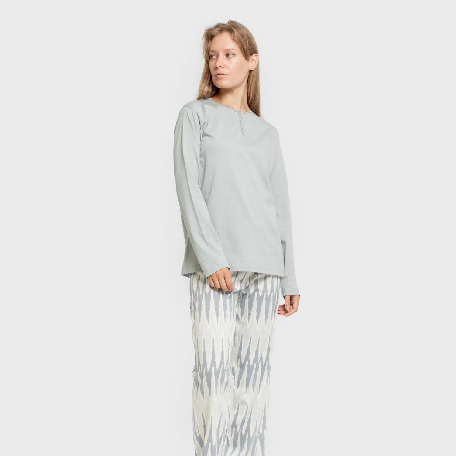 Pijama largo algodón Lalita Agua Marina