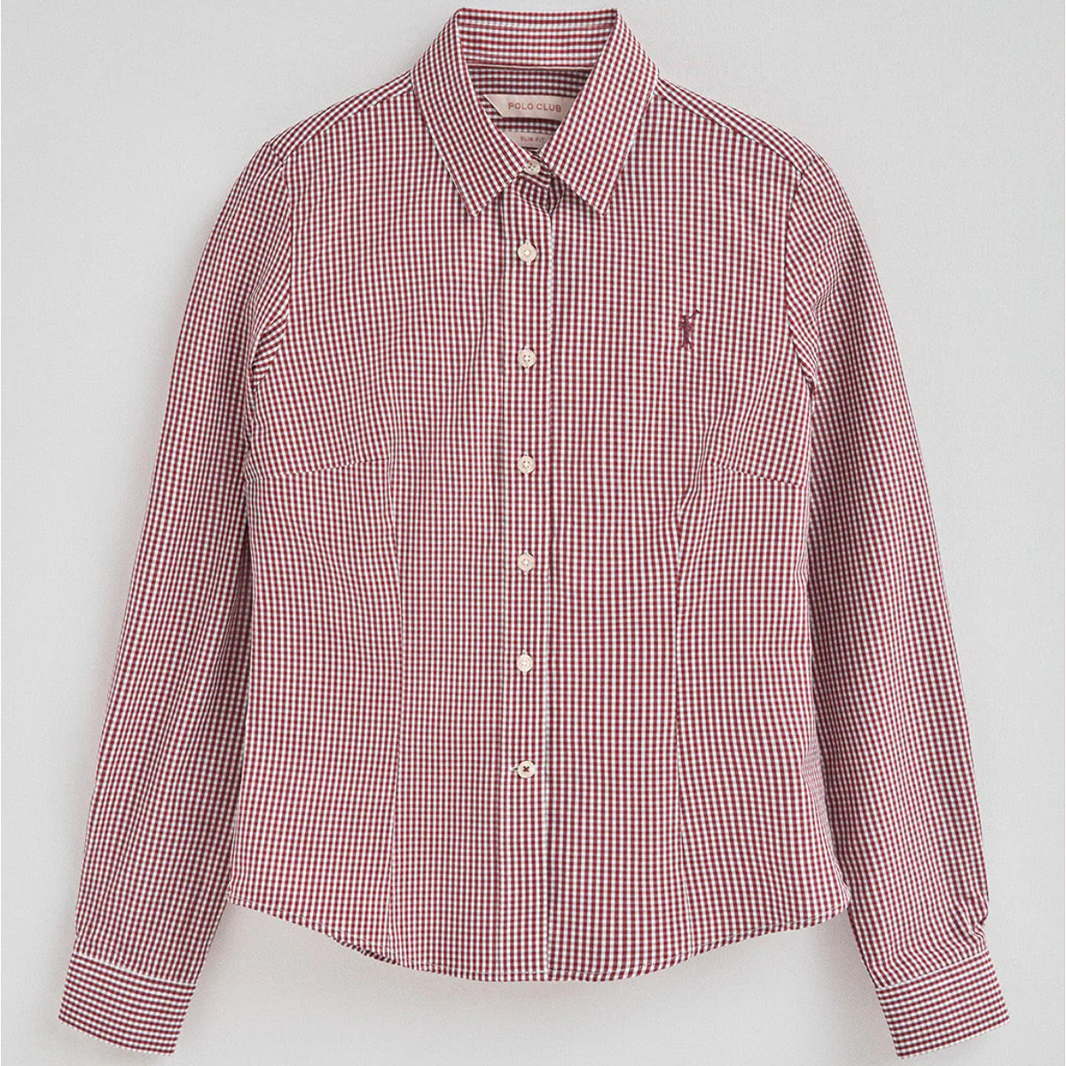 Camicia a quadri vichy borgogna con logo Rigby Go