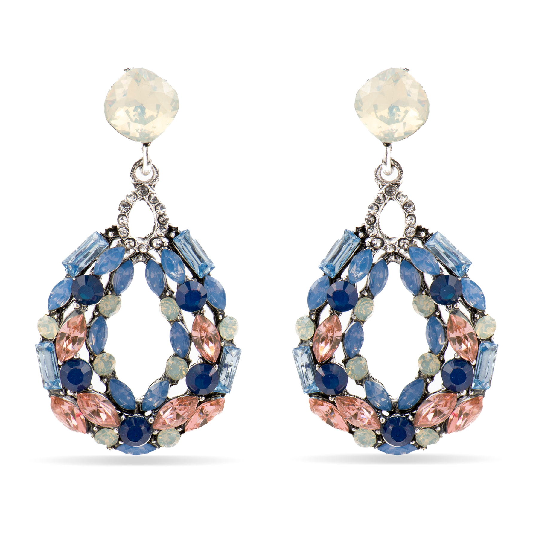 Pendientes con Cristal Multicolor acabado plata