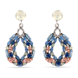 Pendientes con Cristal Multicolor acabado plata