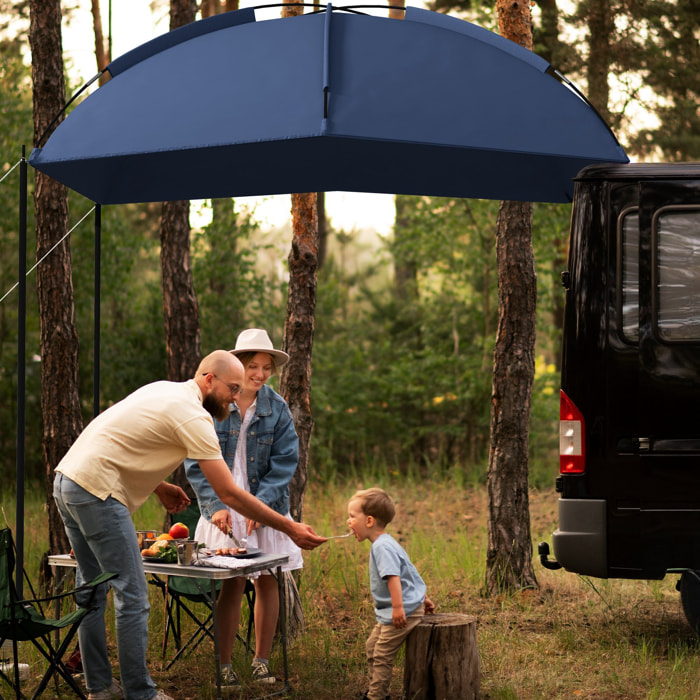 Toldo para Coche Toldo para Camping con Altura Ajustable y Bolsa de Transporte Impermeable Anti-UV para Picnic Playa 290x278x230-260 cm Azul Oscuro