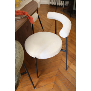 Lot de 2 chaises de salle à manger design moderne, bouclette blanche