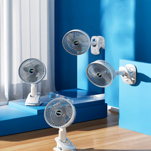 Ventilador con pinza silencioso, 3 ajustes de velocidad con rotación manual vertical 180° y horizontal 360°.
