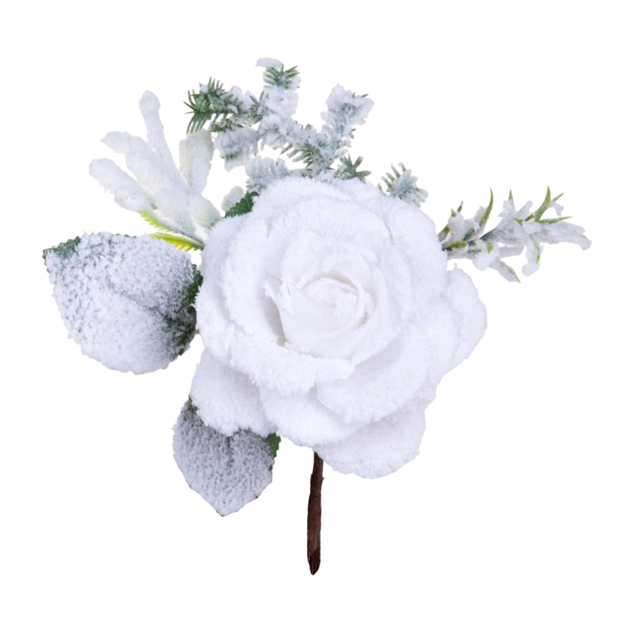 Pick Rosa con Neve - Pezzi 12 - Colore Bianco - 8x20Hx6cm - Bianchi Dino