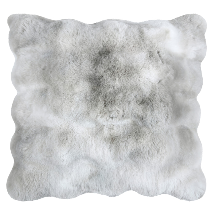 Coussin déhoussable imitation fourrure - Gris clair