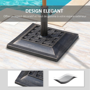 Pied de parasol résine 9 kg - pour mât de Ø 38/48 mm - 44 x 44 x 33 cm - bronze