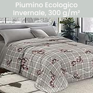 INTRECCI Piumino Singolo, 170 x 260 cm, Piumino Ecologico, Caldo, Invernale, 300 g/m², Anallergico e Antiacaro, Made in Italy, Lavabile in Lavatrice, Soffice, Morbido. Fantasia: Orsetti grigio