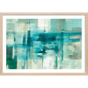 Affiche Liquide bleu Affiche + cadre en bois - Chêne