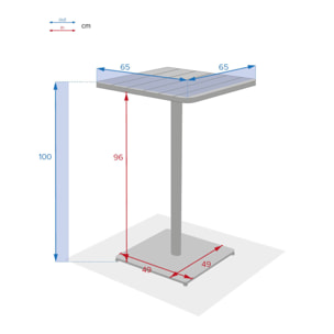 Table haute de jardin "Phuket" ambre 2 places en acier